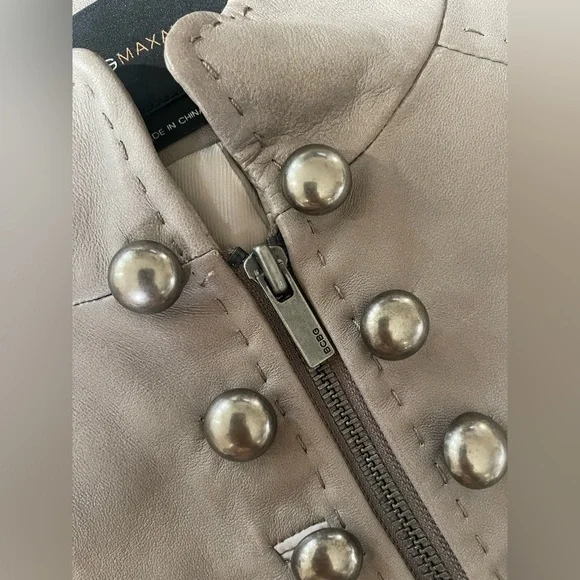 BCBG Max Azria Military Style Leather Jacket - Picture 8 of 9